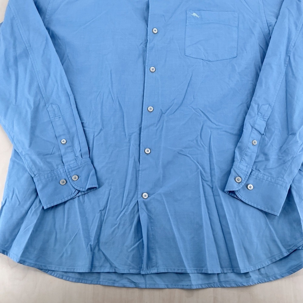 Tommy Bahama Island Twill Shirt Mens XXL Blue Silk Blend Long Sleeve Coastal New - Picture 9 of 12